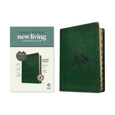 NLT Personal Size Giant Print Bible, Filament Enabled (Leatherlike, Evergreen Mountain, Indexed, Red Letter) - Large Print (Leather Bound)