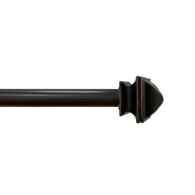 Decorative Drapery Single Rod Set with Faceted Square Finials Oil Rubbed Bronze