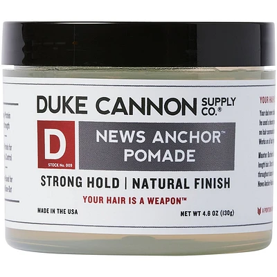 Duke Cannon News Anchor Pomade - Strong Hold, Low Shine Hair Styling Pomade for Men - 4.6 oz