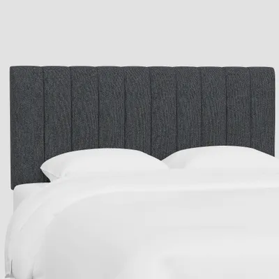 Queen Lennon Headboard in Tweed Milsap Navy - Threshold: Pinewood, Vertical Channel Tufting, Textured Fabric