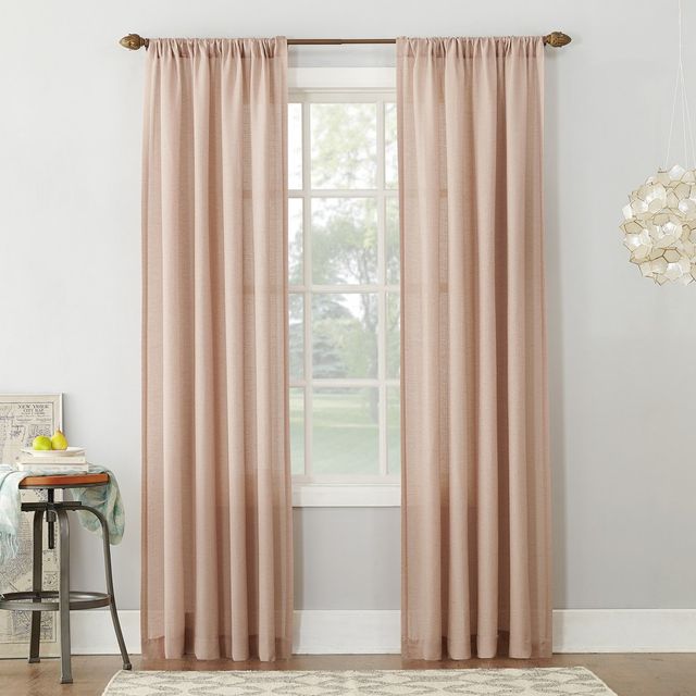 54x63 No. 918 Light Filtering Semi-Sheer Amalfi Rod Pocket Curtain Panel Blush: Linen Sheer Curtain Panels, Modern Decor