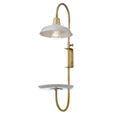 8 Bette C-Shaped Gold Metal Wall Sconce - River of Goods: Hardwired, Gray Shade, Modern Industrial Design