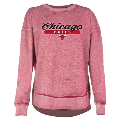 NBA Chicago Bulls Womens Burnout Crew Neck Fleece Sweatshirt