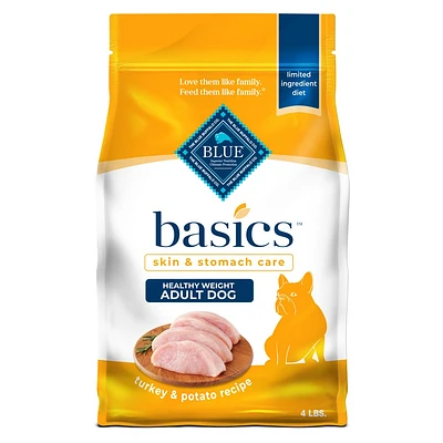 Blue Buffalo Basics Skin & Stomach Care Natural Adult Healthy Weight Dry Dog Food with Turkey & Potato - s