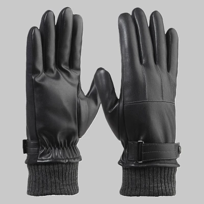 Isotoner ens Belted Faux Leather Gloves - Black