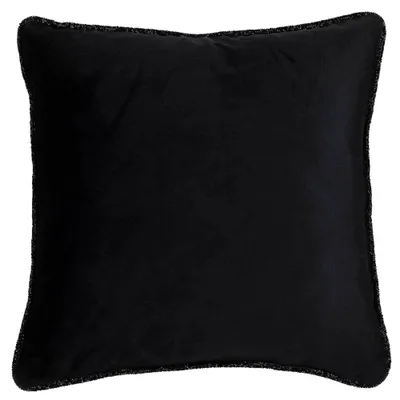 24x24 Oversized Luminous Piping Border Square Throw Pillow Black - Sparkles Home: Velvet, Rhinestone Trim, Zippered