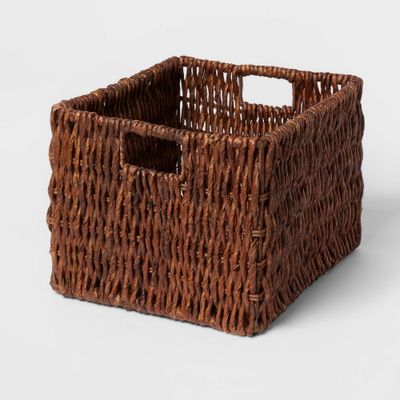 Woven Banana Bark Crate - Brightroom: Decorative Brown Rectangle Basket, Renewable Resource