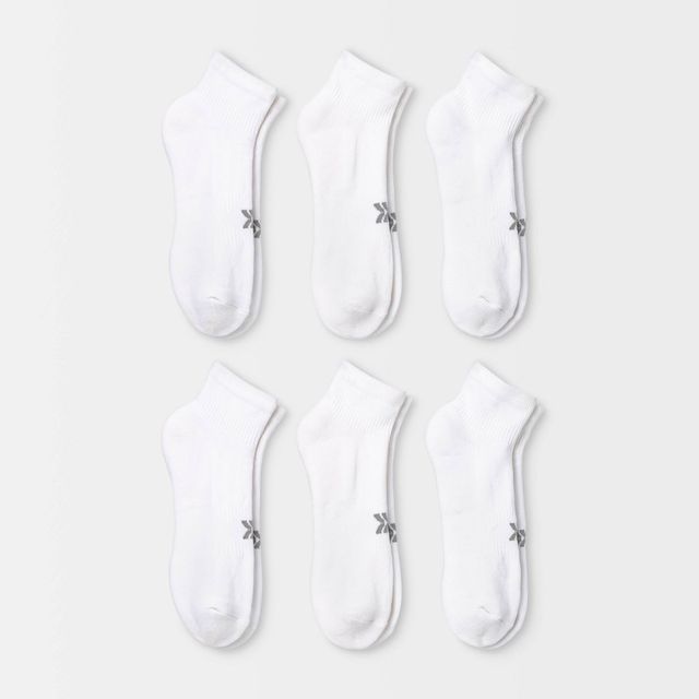 Womens Extended Size Cushioned 6pk Ankle Athletic Socks - All In Motion White 8-12
