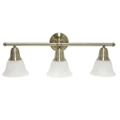 3 Light Metal and Alabaster White Glass Vanity Wall Light Fixture, ETL Listed - Lalia Home