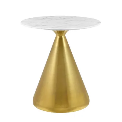 28 Tupelo Artificial Marble Dining Table Gold White - Modway