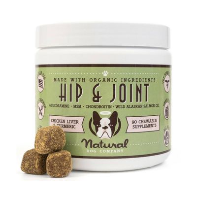 Natural Dog Company Hip & Joint Supplements - Chicken/Liver/Turmeric - 90ct