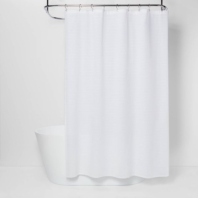 Woven Stripe Shower Curtain White - Threshold