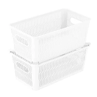 Simplify 2pk Slide and Stack Shelf Storage Tote Small White