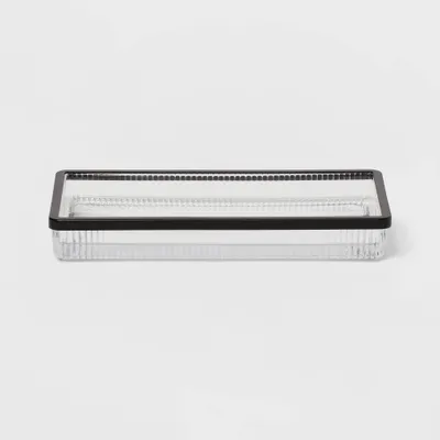 Ribbed Glass Tray Black - Threshold: Metal & Glass Vanity Organizer, Easy to Clean