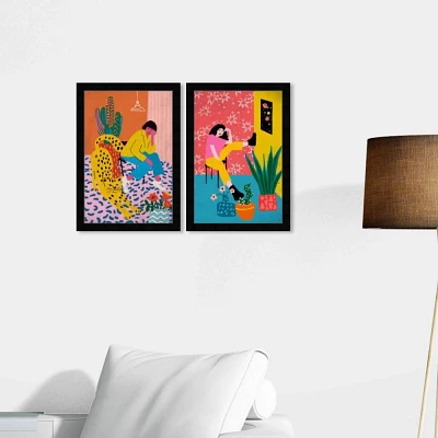 15 x 21 (Set of 2) Minimalist Framed Wall Art Prints Yellow - Wynwood Studio: Modern Decor, Digital Portrait