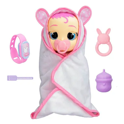 Cry Babies Newborn Coney Interactive Baby Doll with 20+ Baby Sounds and Interactive Bracelet