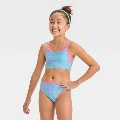 Girls Wave Printed Bikini Set