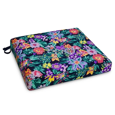 Vera Bradley 21x19 Happy Blooms Outdoor Patio Seat Cushion: Water-Resistant, Zipper Closure, Foam Fill