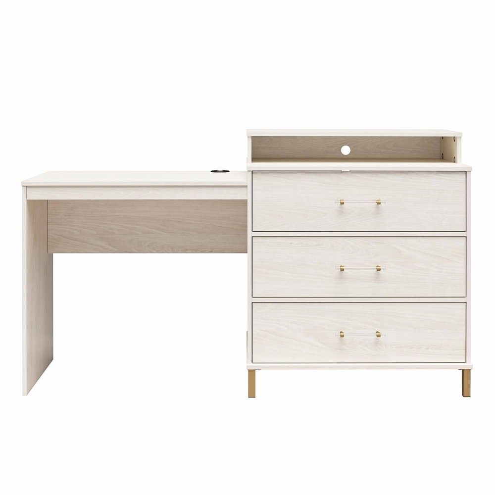 Macie Wood Desk  White oak desk, Oak desk, Light wood desk