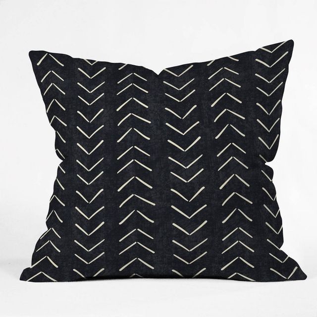 16x16 Becky Bailey Mud Cloth Big Arrows Square Throw Pillow Black/White - Deny Designs
