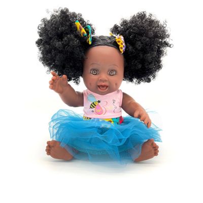Orijin Bees Fro Puffy 12 Baby Bee Doll - Black Hair with Brown Eyes