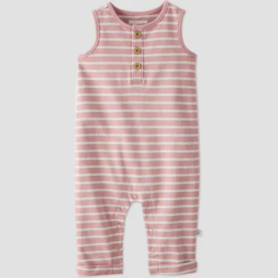 little Planet By Carters Baby Striped Jumpsuit - Rose