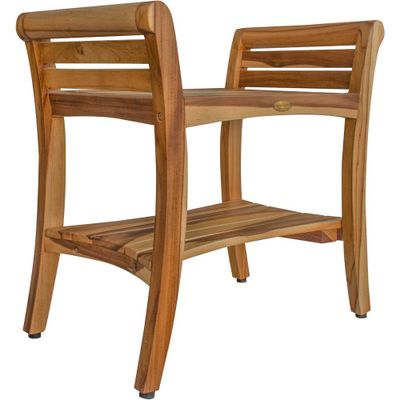 24 Symmetry ED930 Wide Teak Shower Bench with Handles - EcoDecors