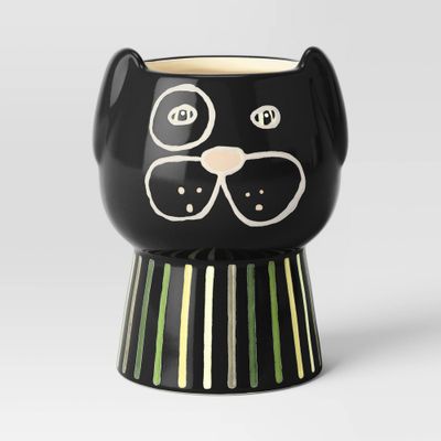 6.25 Ceramic Family Dog Outdoor Planter Black - Threshold