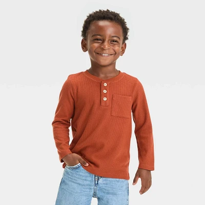 Toddler Boy Long Sleeve Waffle Knit Henley T-Shirt