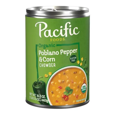 Pacific Foods Organic Gluten Free Poblano Pepper & Corn Chowder Soup - 16.3oz