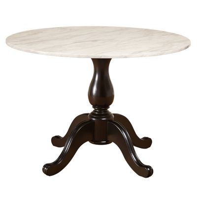 Enna Pedestal Dining Table White/Black - Angelo:HOME