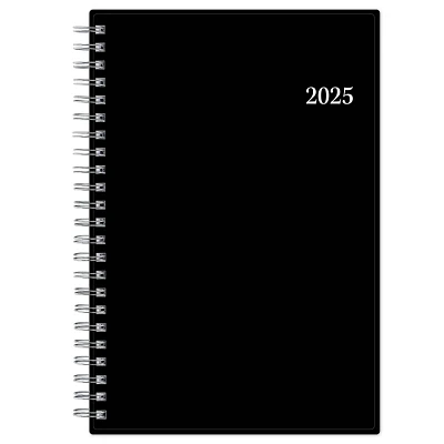 BlueSky 2025 Weekly/Monthly Planner 8.15x5.91 Wirebound Black: Daily Planner, Adult Stationery, January-December Calendar