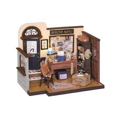 Hands Craft DIY Miniature House Kit Moses Detective Agency: DIY Kits for Adults with Tweezers, Light & Instructions