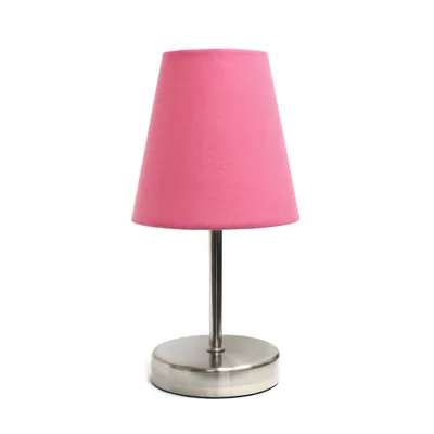 10.5 Petite Metal Stick Bedside Table Desk Lamp, Sand Nickel, Cotton Shade - Creekwood Home: ETL Listed, Modern Style