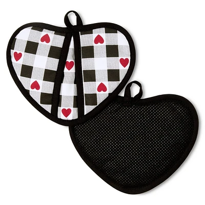 Martha Stewart 2pk Love Check Gingham Hearts Shaped Pot Holder Set