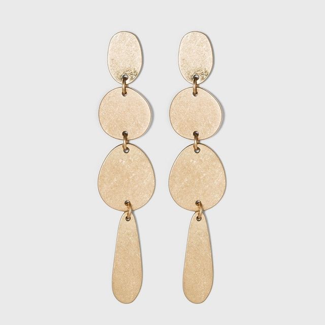 Worn Gold and Brushed Brass Mixed Shape Drop Earrings - Universal Thread Gold