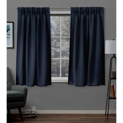 Set of 2 63x30 Sateen Twill Woven Blackout Pinch Pleat Curtains: Thermal Insulated, Room Darkening - Exclusive Home