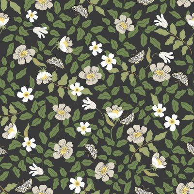 Rifle Paper Co. Primrose Peel and Stick Wallpaper Black