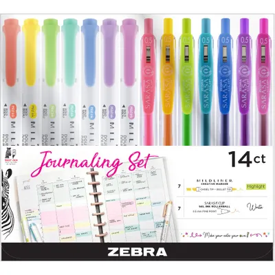 Zebra 14ct Highlighters Journaling Set: Multicolored Mildliner Markers for Art & Stationery, 0.4mm Point, Ages 13+