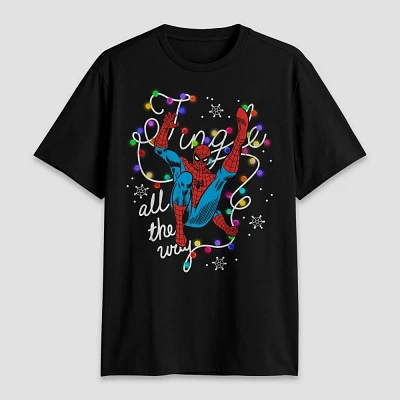 Mens pider-Man Jingle All the Way Graphic T-hirt - Black