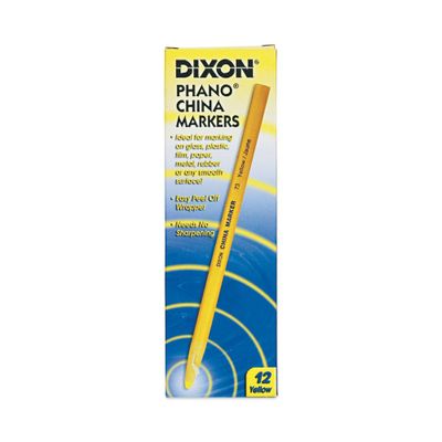 Dixon 12ct China Marker - Yellow: Bold Point, Non-Toxic, Peel-Off, Artist Stationery, Ages 4+