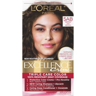 LOreal Paris Excellence Triple Protection Permanent Hair Color - 6.3 fl oz - 5AB Mocha Ash Brown - 1 Kit