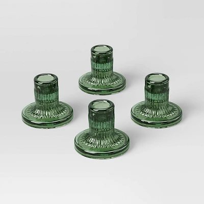 4pc Glass Taper Candle Holder Green - Room Essentials