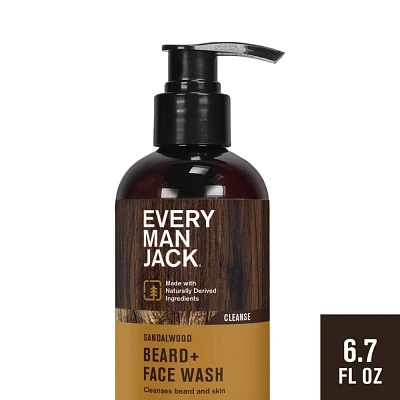 Every Man Jack Mens Nourishing Beard + Face Wash with Aloe and Coconut - Sandalwood - 6.7 fl oz