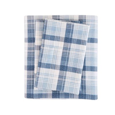 Queen Patterned Flannel Sheet Set Blue Winter Frost