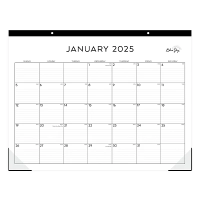 BlueSky 2025 Monthly DeskPad 17.05x21.97 White: Adult Paper Desktop Calendar, January-December, Tape Binding