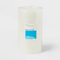 4 x 7 Unscented Candle White - Room Essentials: Paraffin Wax, 120hr Burn Time, Single Wick