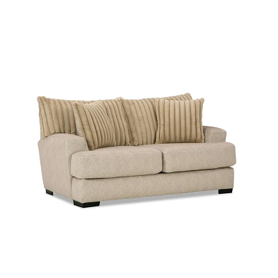 HOMES: Inside + Out Telven 72 Loveseat Chenille Channel Tufted with Pillows Light Brown