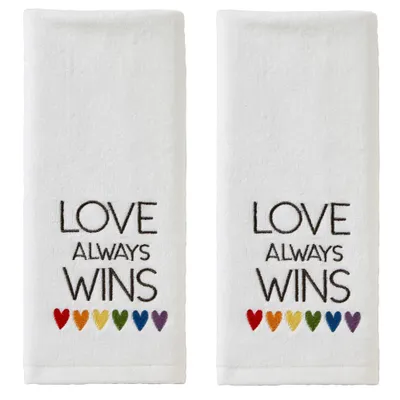 2pk Love Always Wins Hand Towel White - SKL Home