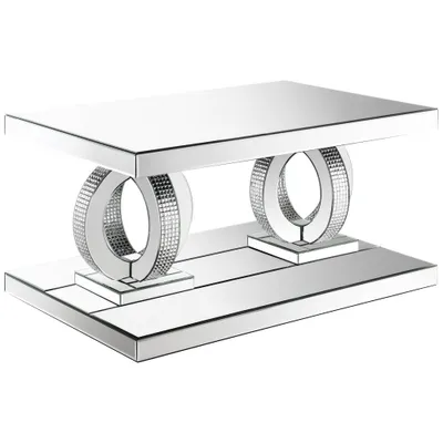 Breena Mirrored Coffee Table with Acrylic Crystals Silver - Coaster